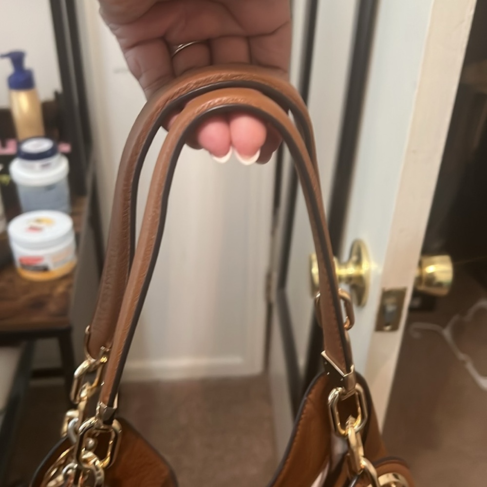 Michael Kors Brown Leather Hobo Bag with MK Charm - Picture 7 of 7